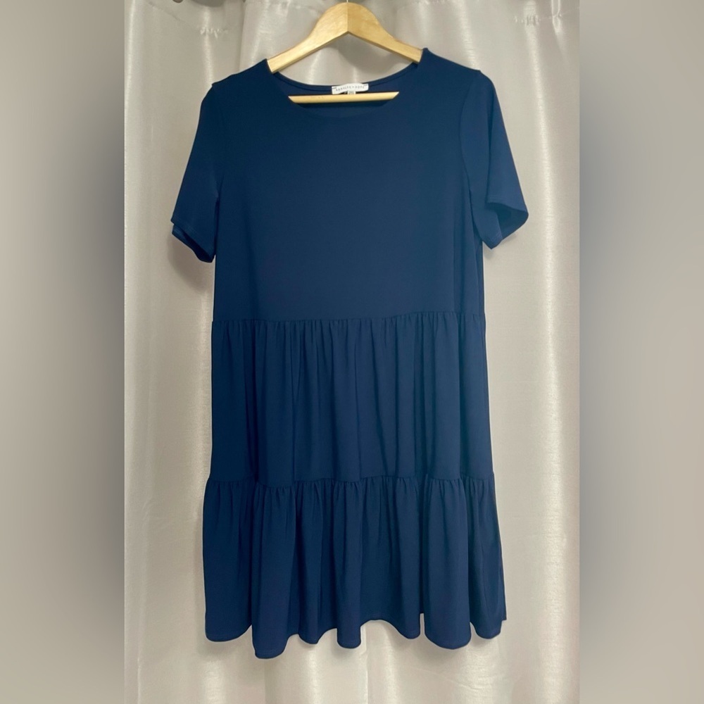 Annalee + Hope - Tiered navy blue dress.